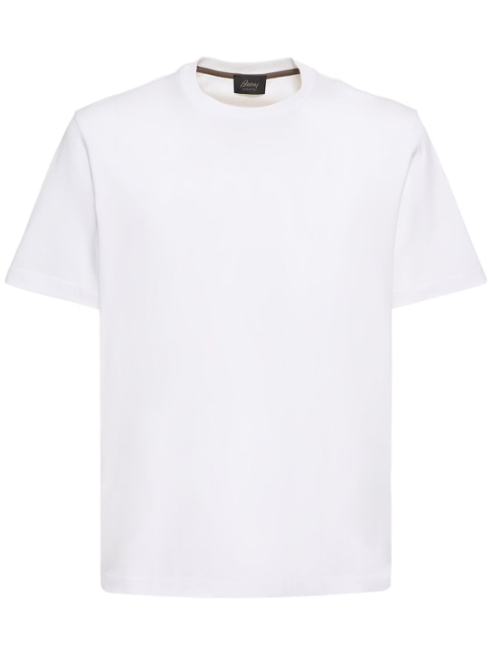 Brioni: Camiseta de algodón jersey - Blanco - men_0 | Luisa Via Roma