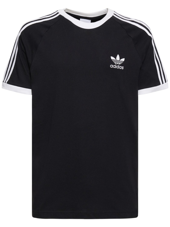 adidas Originals: 3-Stripes cotton t-shirt - Black - men_0 | Luisa Via Roma