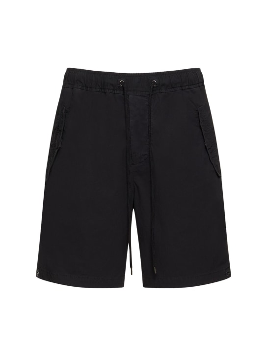 James Perse: Shorts in popeline di cotone stretch - Nero - men_0 | Luisa Via Roma