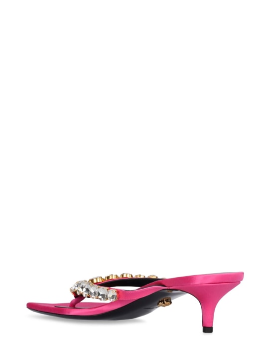 Versace: 45mm Embellished satin sandals - Dark Pink - women_3 | Luisa Via Roma