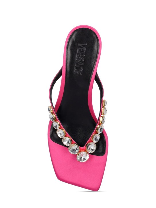 Versace: 45mm Embellished satin sandals - Dark Pink - women_4 | Luisa Via Roma
