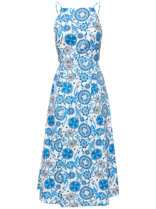 Borgo De Nor: Goretti printed cotton midi dress - White/Blue - women_0 | Luisa Via Roma