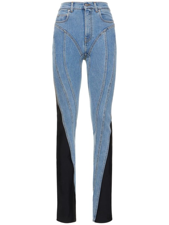 High rise stretch denim jersey jeans - Mugler - Women | Luisaviaroma