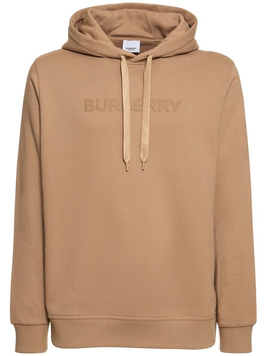 Burberry: Ansdell logo cotton jersey hoodie - Camel - men_0 | Luisa Via Roma