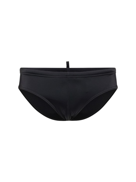 Dsquared2: Logo泳裤 - 黑色/白色 - men_0 | Luisa Via Roma