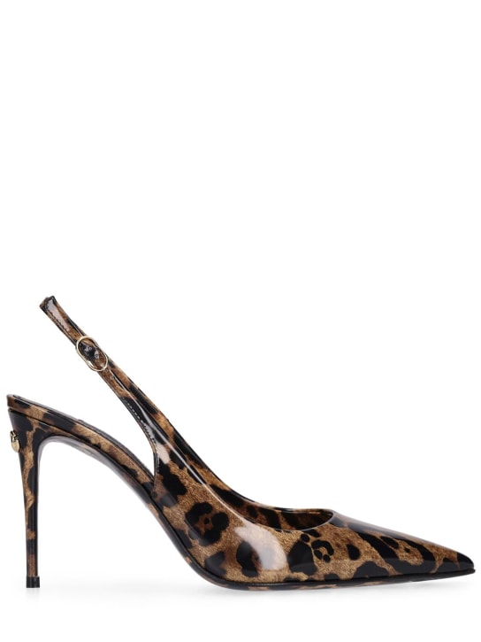 Dolce&Gabbana: 90毫米Lollo印花皮革高跟鞋 - 豹纹 - women_0 | Luisa Via Roma