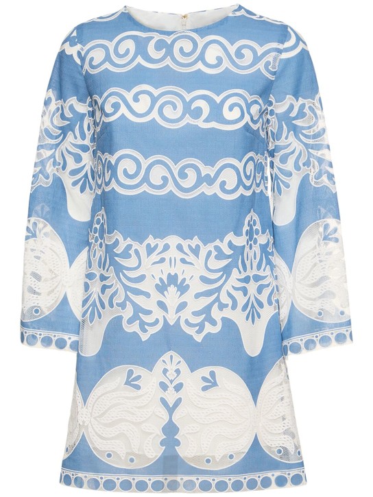 Borgo De Nor: Stevie cotton blend mini dress - Mavi/Beyaz - women_0 | Luisa Via Roma