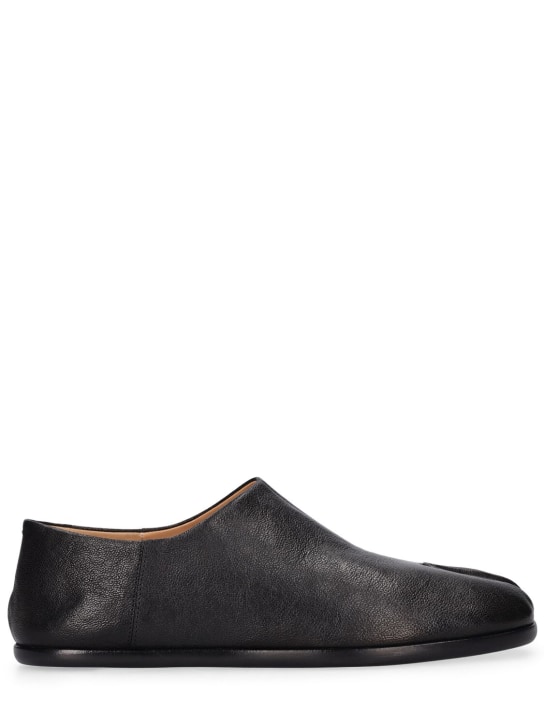 Maison Margiela: 10mm Tabi leather Babouche shoes - Black - men_0 | Luisa Via Roma