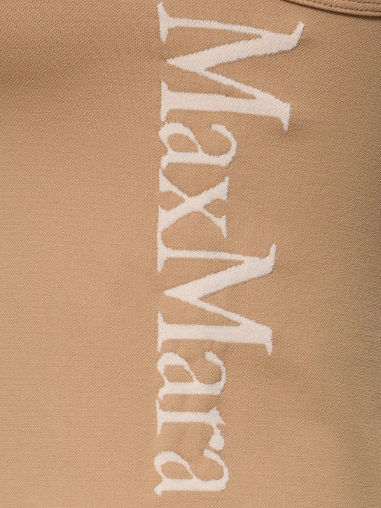 'S Max Mara: Top de jersey con logo jacquard - Camel - women_1 | Luisa Via Roma
