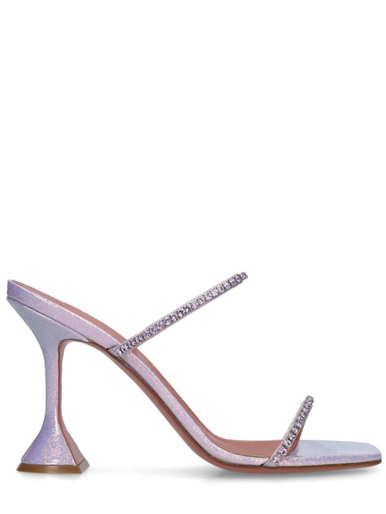 Amina Muaddi: 95mm Gilda glitter mule sandals - Glitter Purple - women_0 | Luisa Via Roma