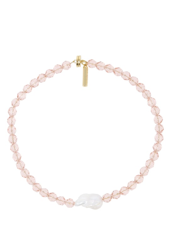 Timeless Pearly: Pearl charm collar necklace - Pink/Pearl - women_0 | Luisa Via Roma