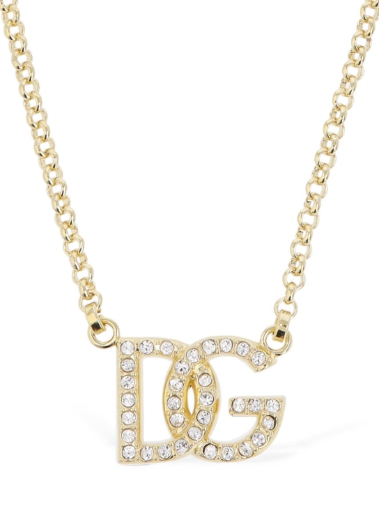 Dolce&Gabbana: Collana con charm logo di cristalli - women_0 | Luisa Via Roma