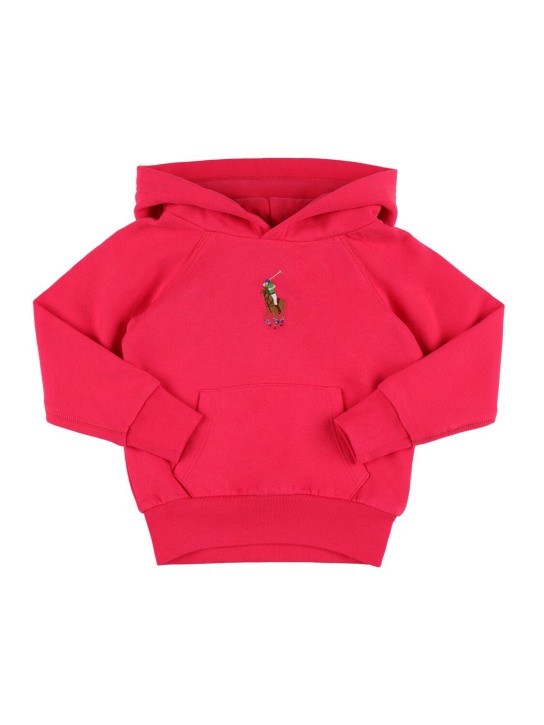 Polo Ralph Lauren: Sweat-shirt en coton mélangé à capuche - Rose Foncé - kids-girls_0 | Luisa Via Roma