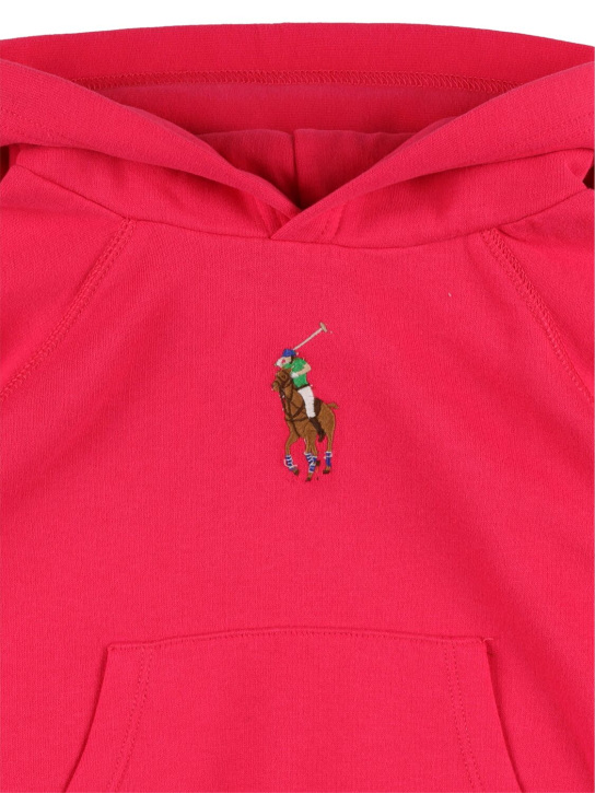 Polo Ralph Lauren: Sweat-shirt en coton mélangé à capuche - Rose Foncé - kids-girls_1 | Luisa Via Roma