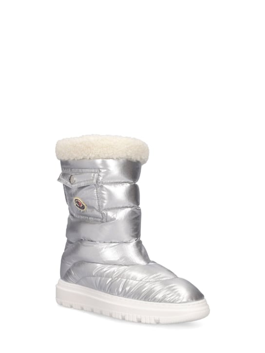 Moncler: Petit Gaia Pocket snow boots - Silver - kids-girls_1 | Luisa Via Roma