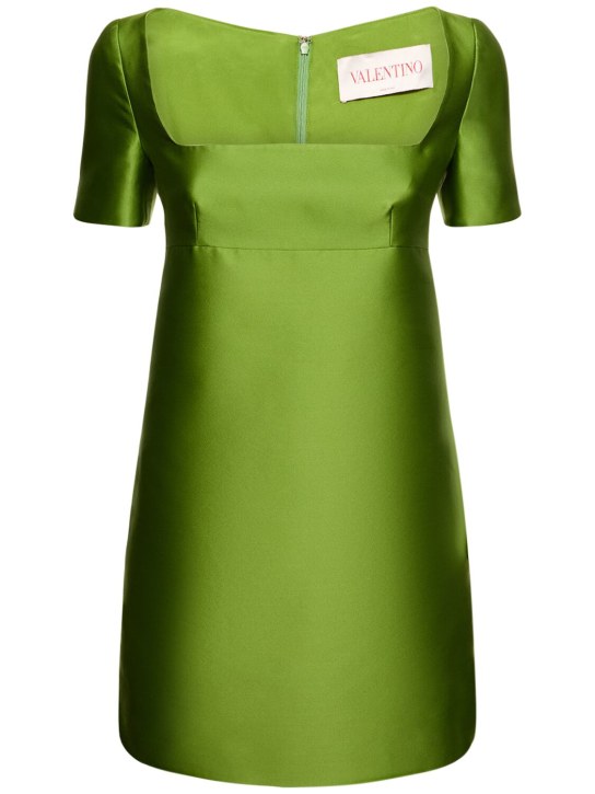 Valentino: Robe courte en duchesse à col carré - Vert - women_0 | Luisa Via Roma