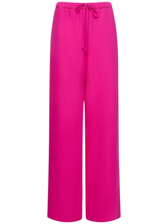 Valentino: Pantalon ample en cady taille haute - Pink - women_0 | Luisa Via Roma