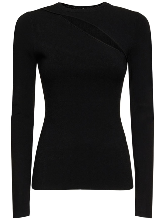 Victoria Beckham: Top de viscosa stretch con aberturas - Negro - women_0 | Luisa Via Roma