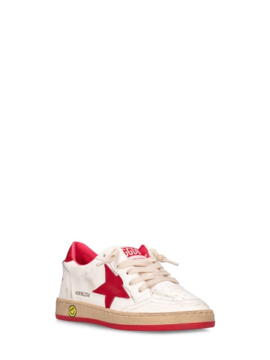 Golden Goose: Ballstar leather lace-up sneakers - White/Red - kids-girls_1 | Luisa Via Roma