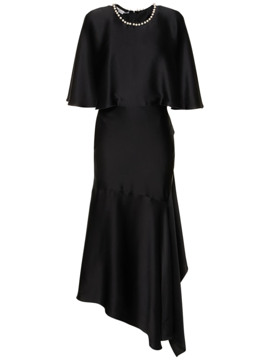 Stella McCartney: Asymmetric satin midi dress - Black - women_0 | Luisa Via Roma