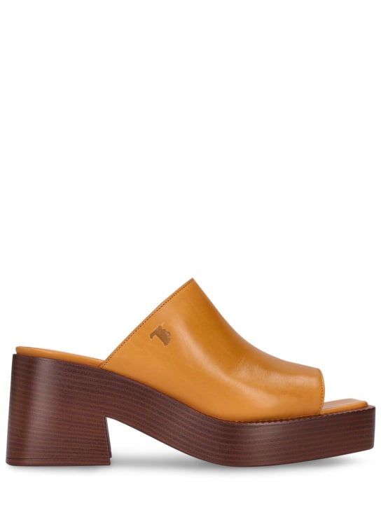 Tod's: 75mm Leather sandals - Koyu sarı - women_0 | Luisa Via Roma