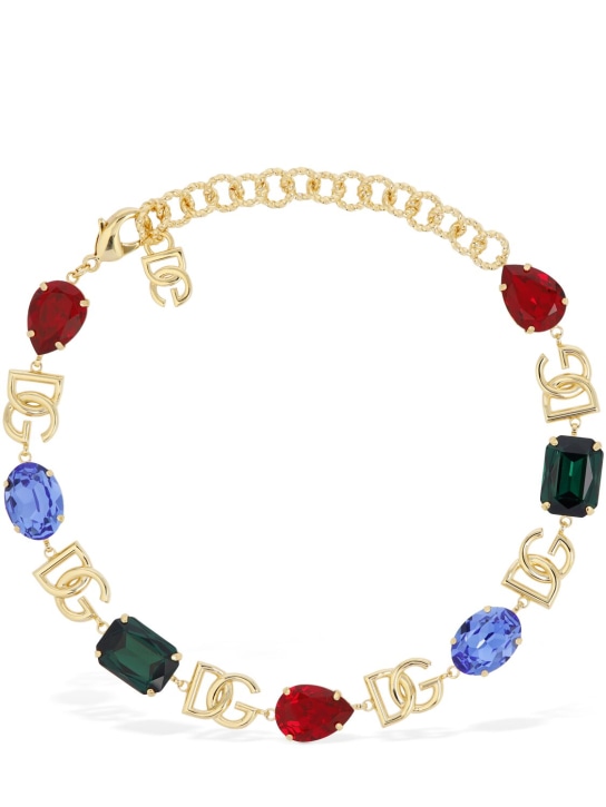 Dolce&Gabbana: DG logo crystal collar necklace - Gold/Multi - women_0 | Luisa Via Roma
