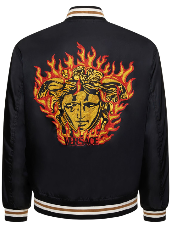 Versace: Embroidered bomber jacket - Siyah - men_0 | Luisa Via Roma