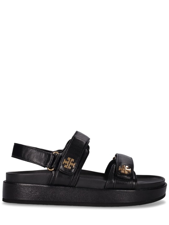 Tory Burch: 35mm Kira Sport leather sandals - Siyah - women_0 | Luisa Via Roma