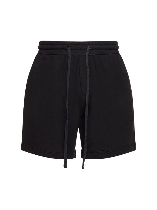 James Perse: Vintage cotton french terry sweat shorts - Siyah - men_0 | Luisa Via Roma