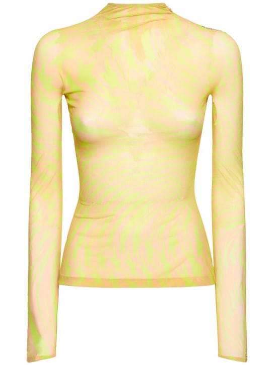 MUGLER: Body de malla estampada - Amarillo - women_0 | Luisa Via Roma