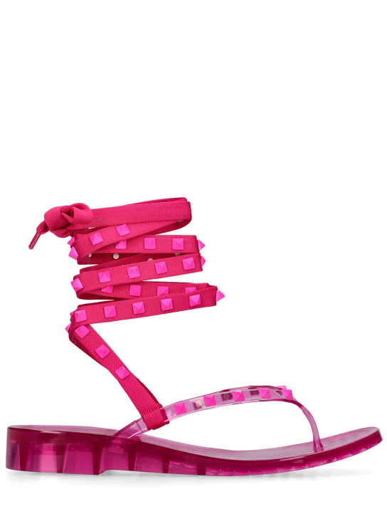 Valentino Garavani: 30mm Summer Rockstud PVC sandals - Fuchsia - women_0 | Luisa Via Roma