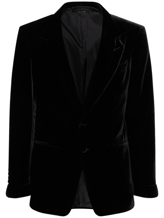 Tom Ford: Shelton fluid viscose velvet blazer - Black - men_0 | Luisa Via Roma