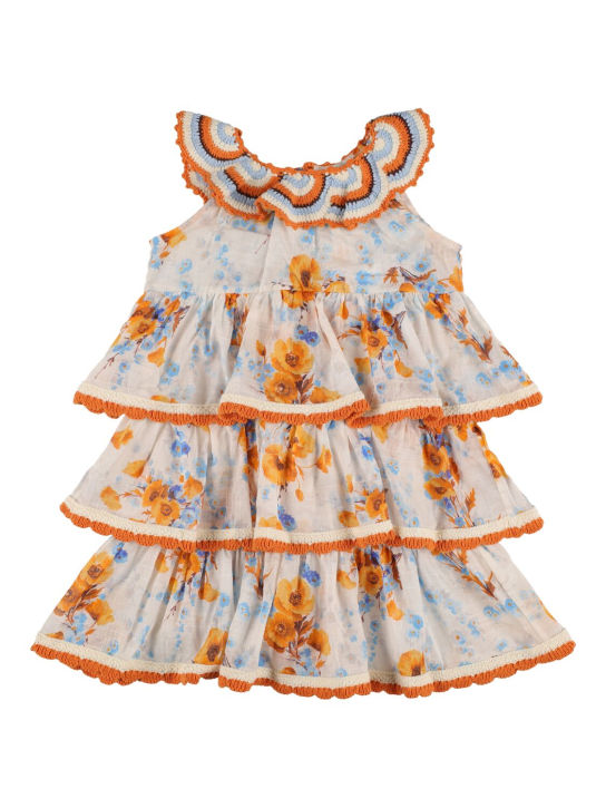 Zimmermann: Printed crochet cotton dress - Beyaz - kids-girls_0 | Luisa Via Roma
