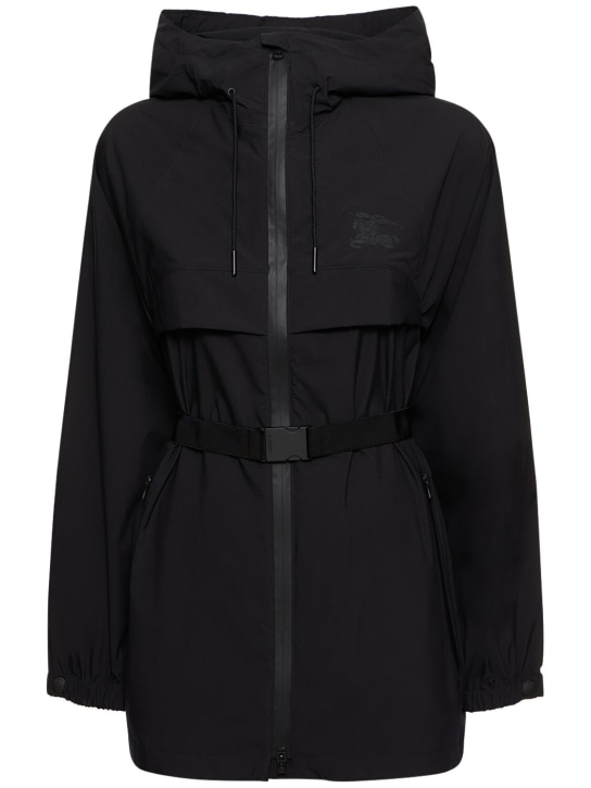 Burberry: Veste à capuche avec ceinture Everthorpe - Noir - women_0 | Luisa Via Roma