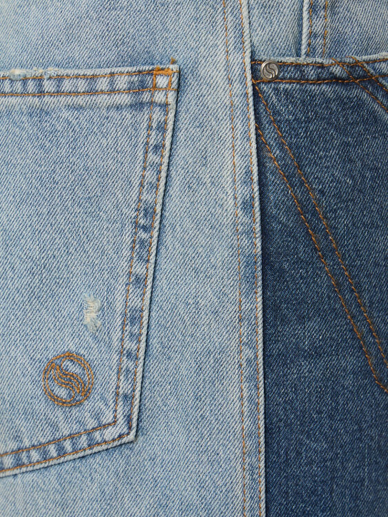 Stella McCartney: Jeans de denim de algodón con pierna ancha - Azul Denim - women_1 | Luisa Via Roma