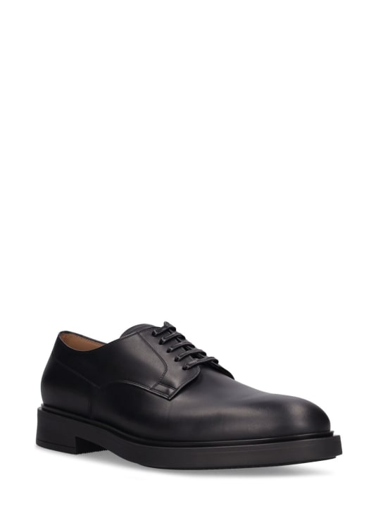 Gianvito Rossi: William leather lace-up Derby shoes - Black - men_1 | Luisa Via Roma