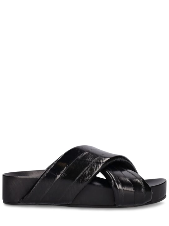 Jil Sander: 40mm Eel wedges sandals - Black - women_0 | Luisa Via Roma