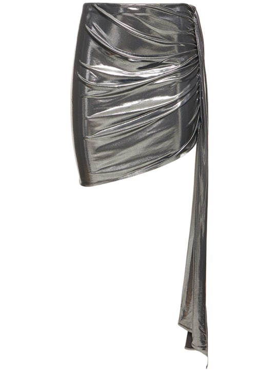 Magda Butrym: Draped metallic jersey mini skirt - Silver - women_0 | Luisa Via Roma