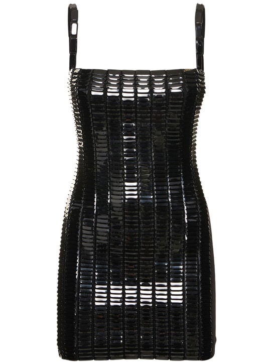 The Attico: Rue rectangular sequined mini dress - Black - women_0 | Luisa Via Roma