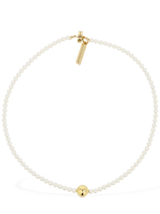 Timeless Pearly: Bead charm pearl collar necklace - Pearl/Gold - women_0 | Luisa Via Roma