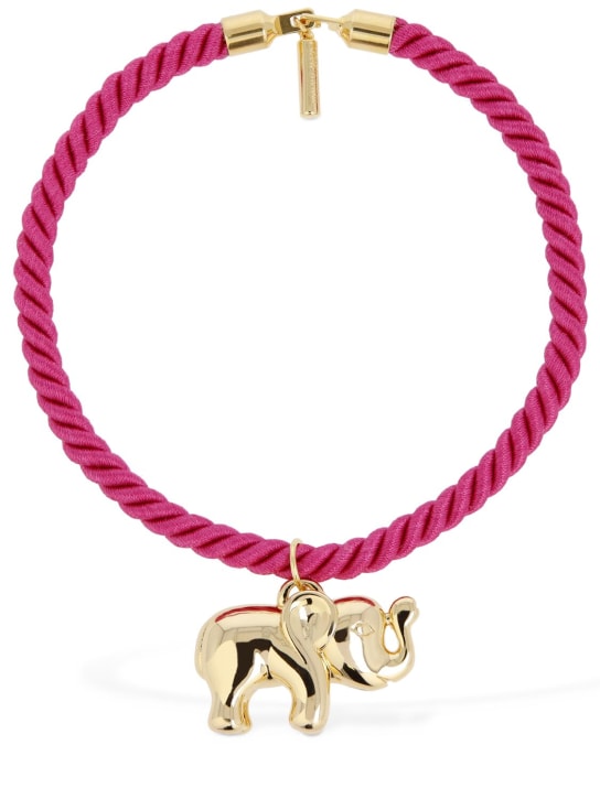 Timeless Pearly: Elephant charm cotton wire necklace - Fuchsia/Gold - women_0 | Luisa Via Roma