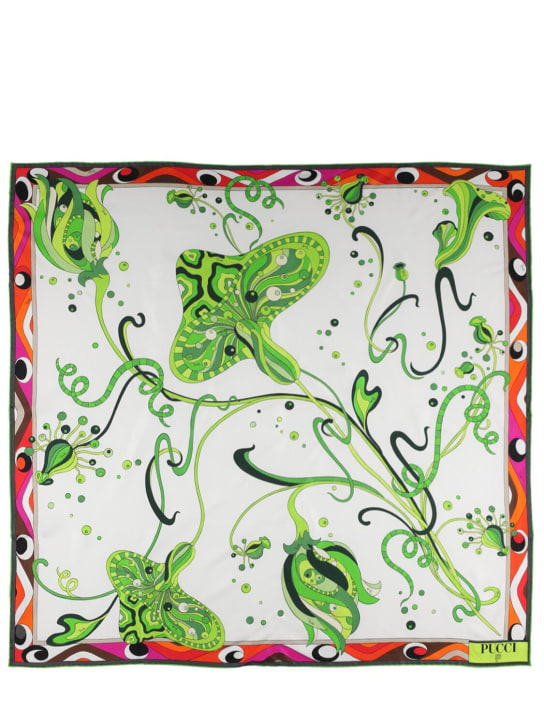 Pucci: Printed silk twill scarf - Green - women_0 | Luisa Via Roma