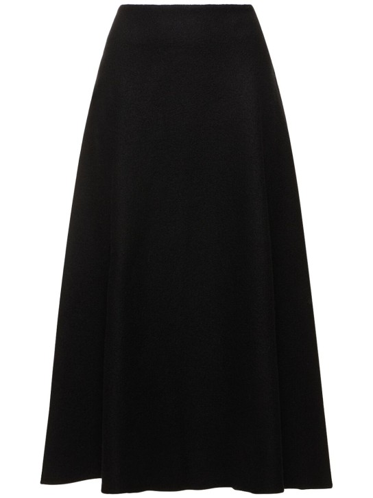 Jil Sander: Boiled wool midi skirt - Black - women_0 | Luisa Via Roma