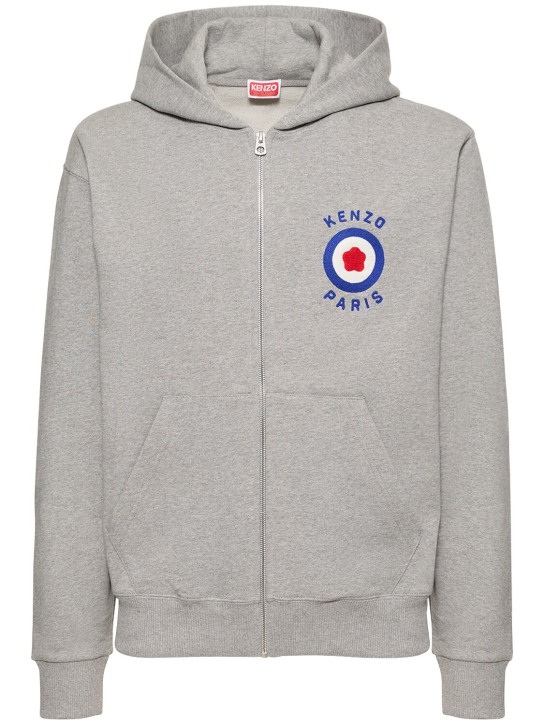 Kenzo Paris: Target embroidered cotton hoodie - men_0 | Luisa Via Roma