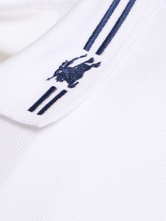 Burberry: Manor embroidered core fit cotton polo - White - men_1 | Luisa Via Roma