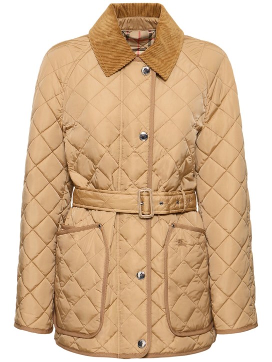 Burberry: Penston quilted jacket w/ belt - Archive Beige - women_0 | Luisa Via Roma