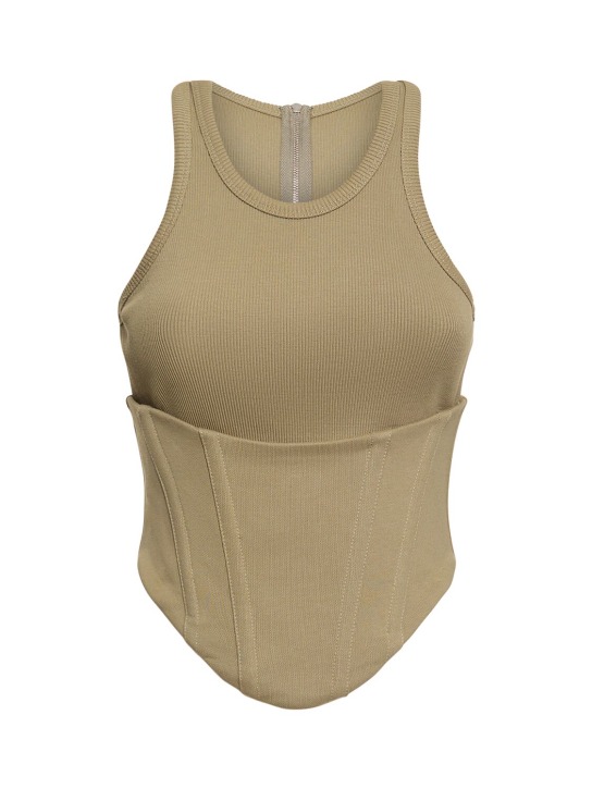 Dion Lee: Cropped cotton jersey corset tank top - Haki - women_0 | Luisa Via Roma