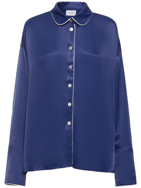 Sleeper: Pastelle viscose oversize shirt - Blue - women_0 | Luisa Via Roma