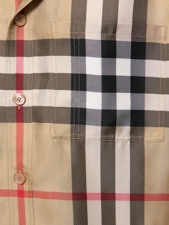 Burberry: Camicia Reepham in seta check - Archive Beige - men_1 | Luisa Via Roma