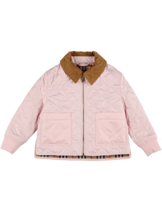 Burberry: Quilted jacket w/ Check lining - Pink - kids-girls_0 | Luisa Via Roma